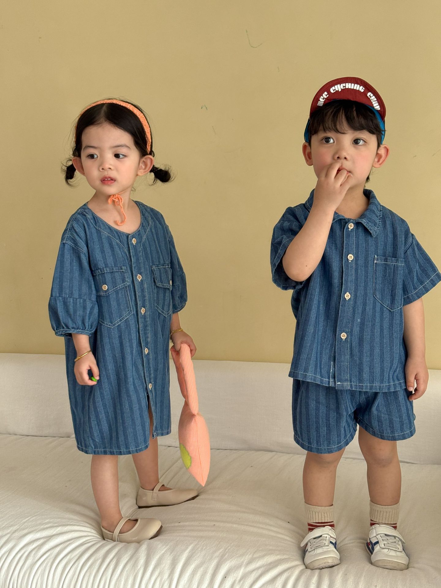 2-Piece Toddler Denim Striped Set & Dress