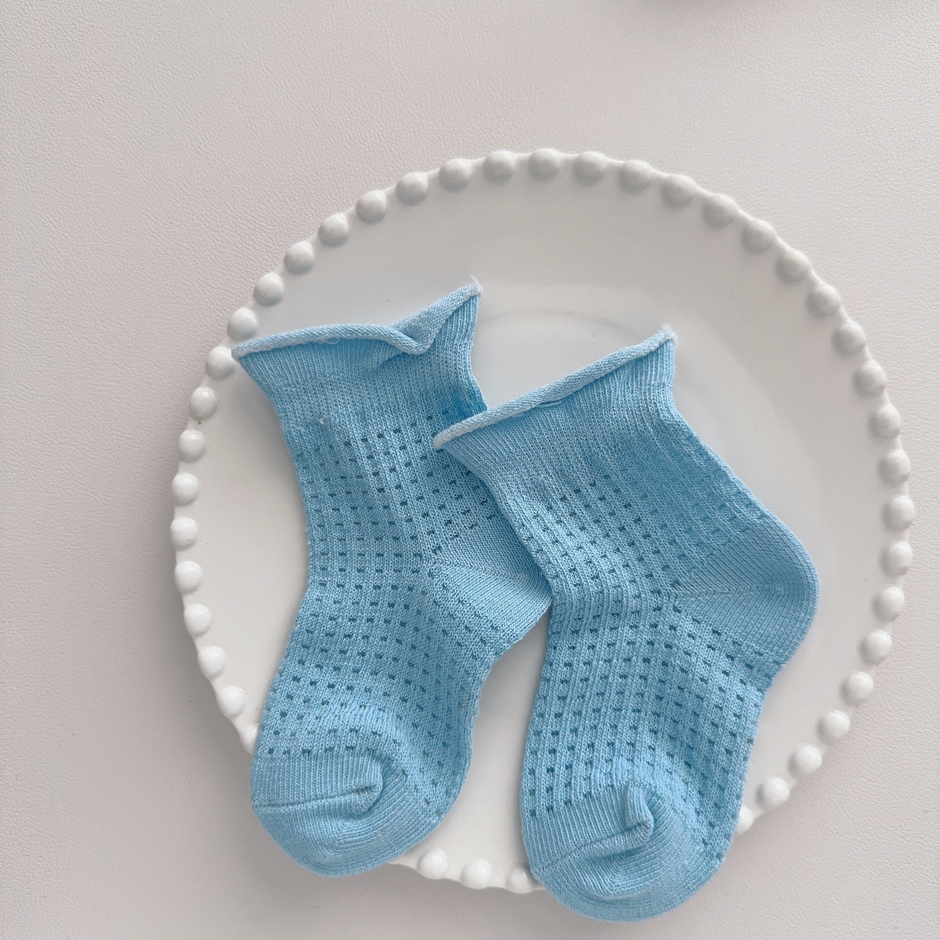 Baby& Kid Mesh Rolled-up Solid Color Socks