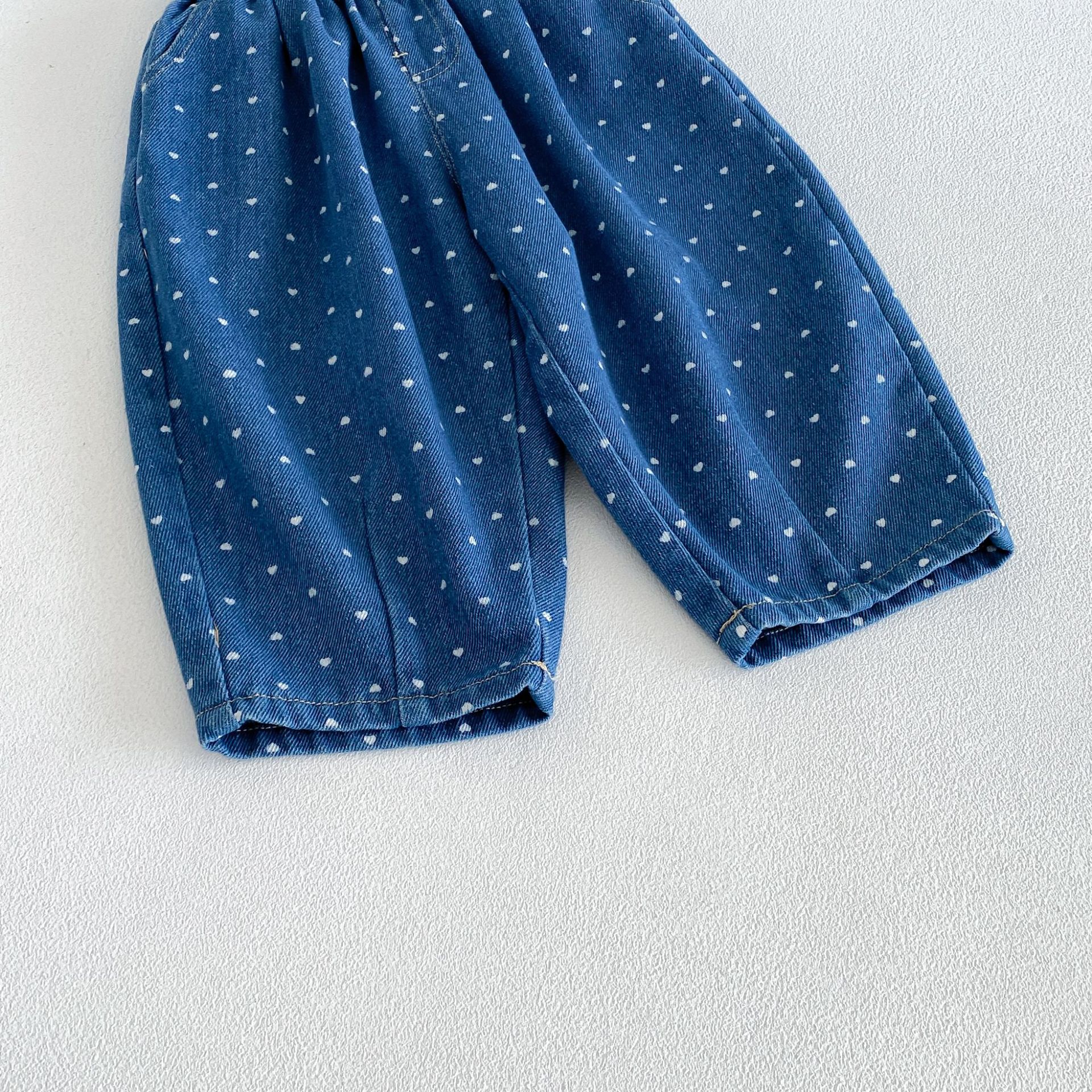 Kids Heart Cherry Print Denim Pants