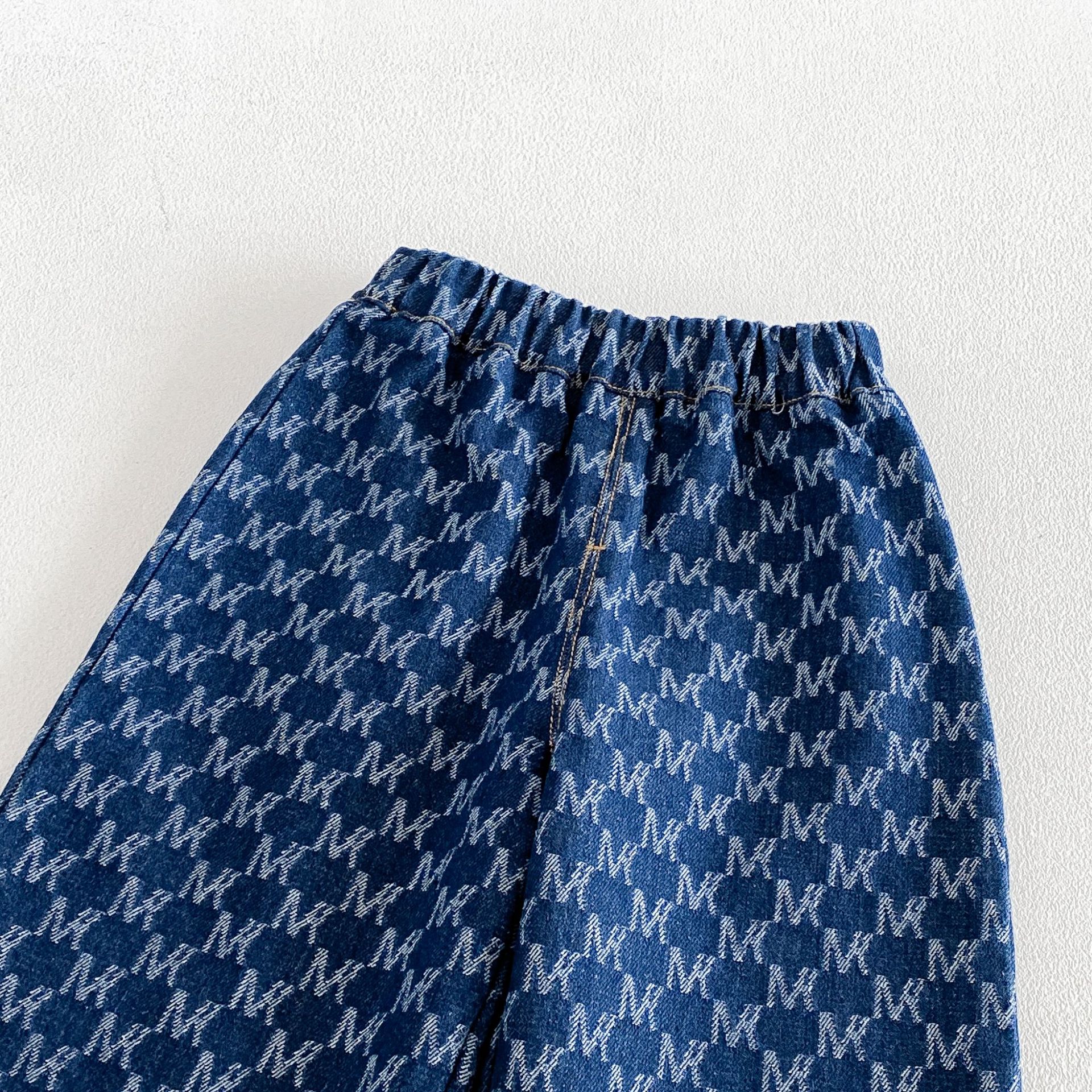 Kids Striped Letters Denim Pants