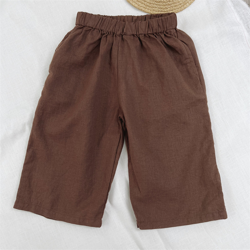 Kids Solid Color Straight Leg Pants