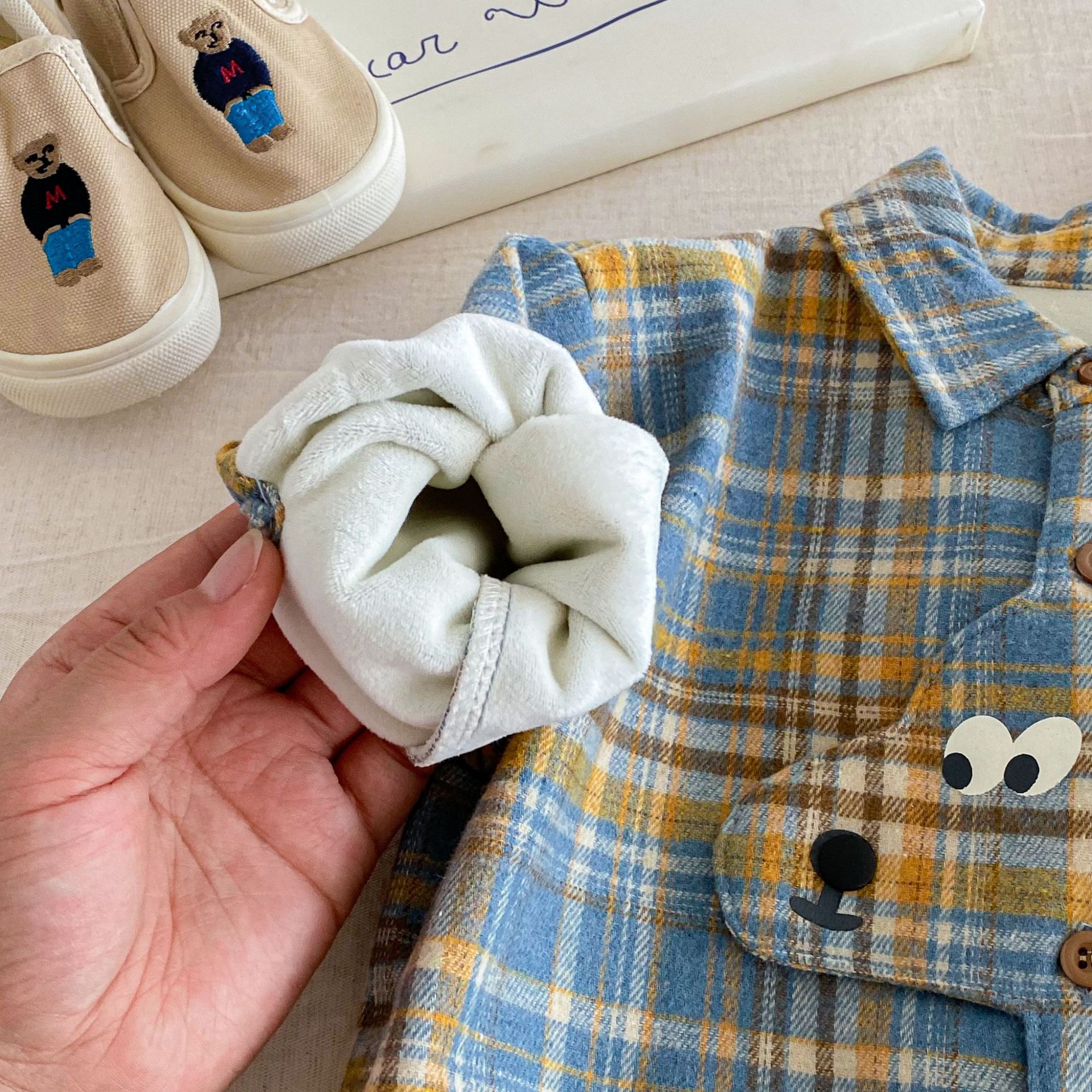 Baby & Kid Checkered Dog Fleece Outerwear