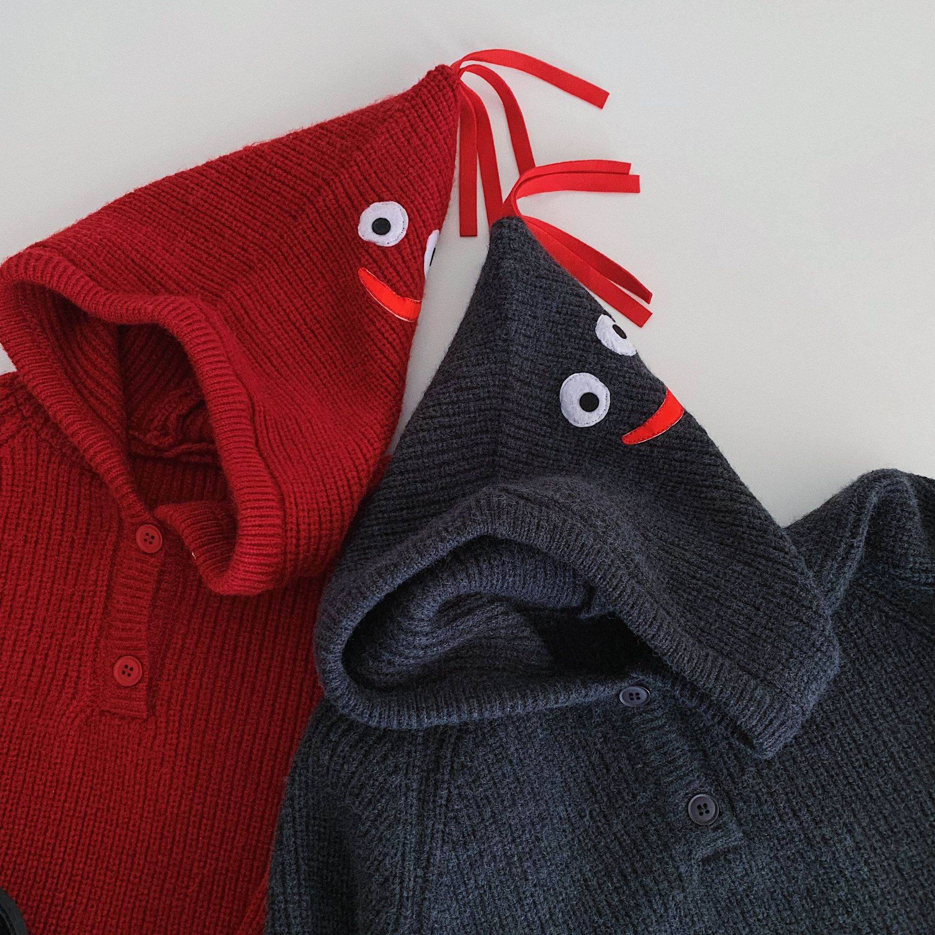 Kids Smiley Face Hooded Knitting Sweater