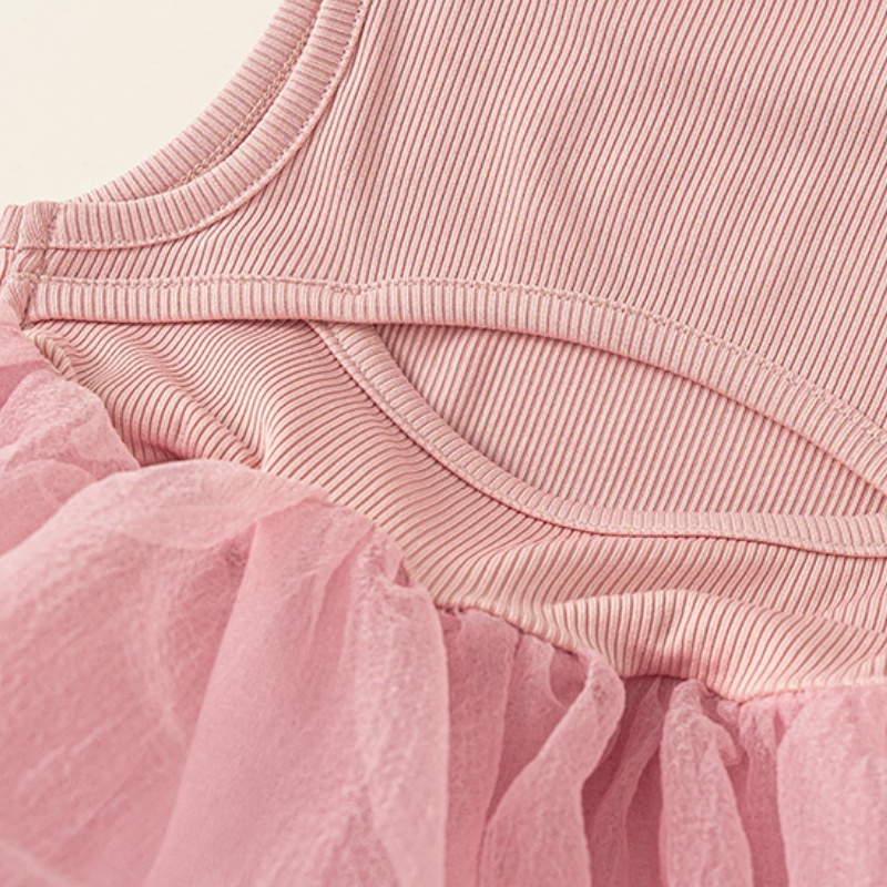 Baby Toddler Girls Sleeveless Patchwork Mesh Dress