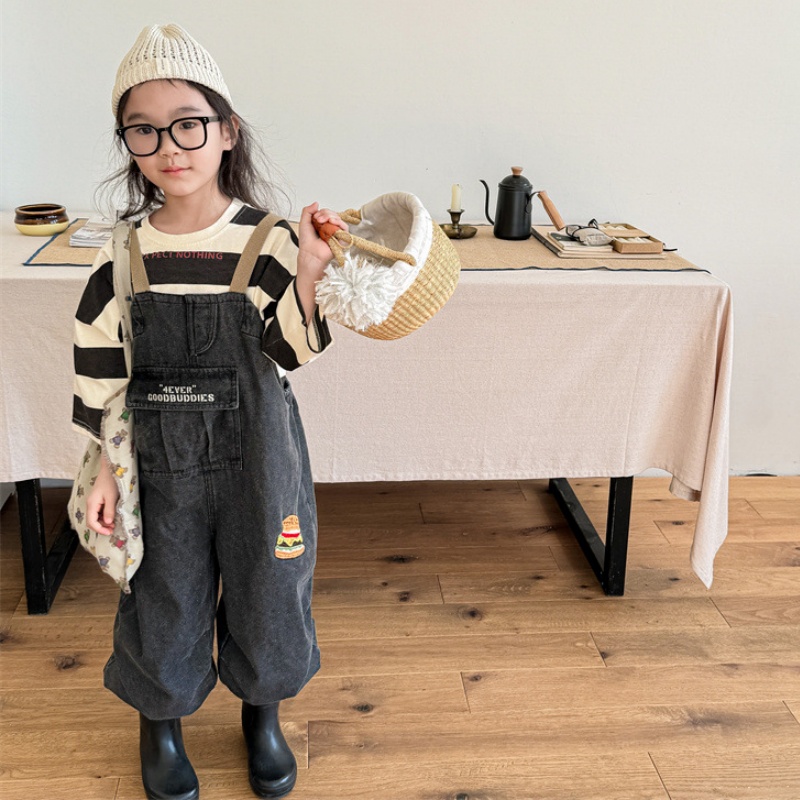 Baby Toddler Hamburger Print Denim Overall