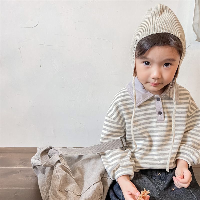 Toddler Polo Striped Casual Soft T-shirt