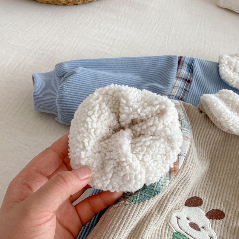 Baby Dog Print Fleece-Lined Romper