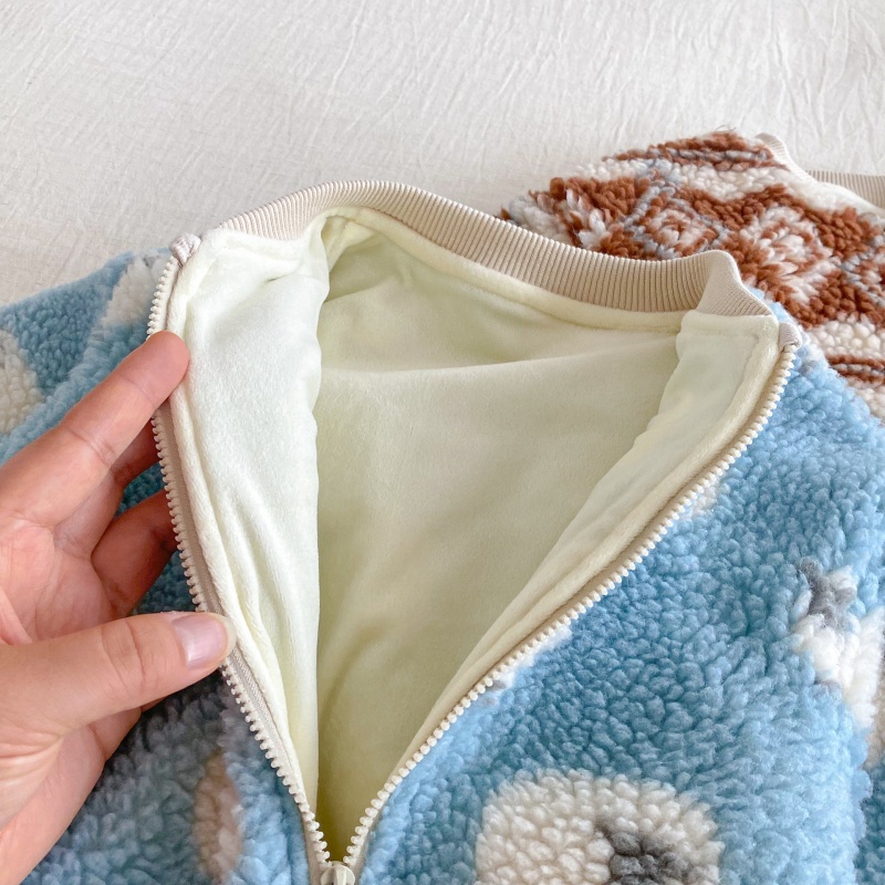 Baby Fleece Print Romper Set (Includes Hat)