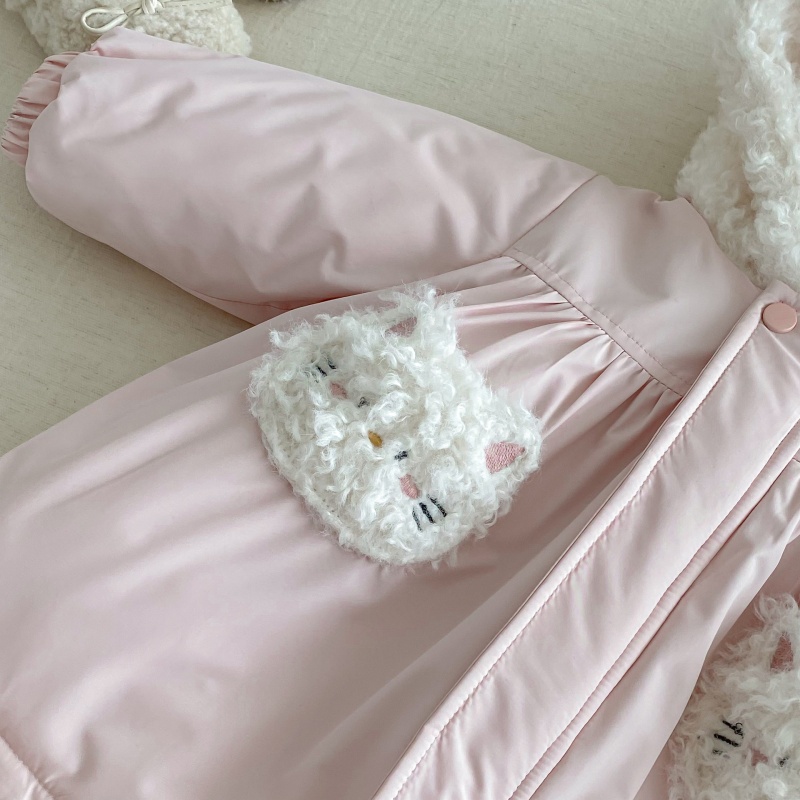 Baby Kids' Girl Fuzzy Cat Outerwear