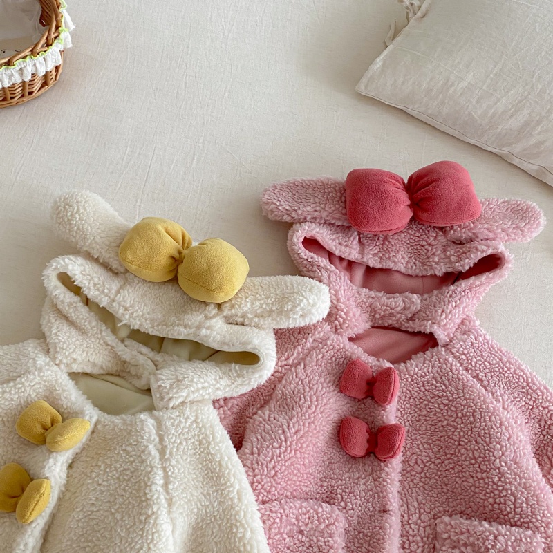 Baby & Kids' Girls' Bow-Tie Lambswool Outerwear