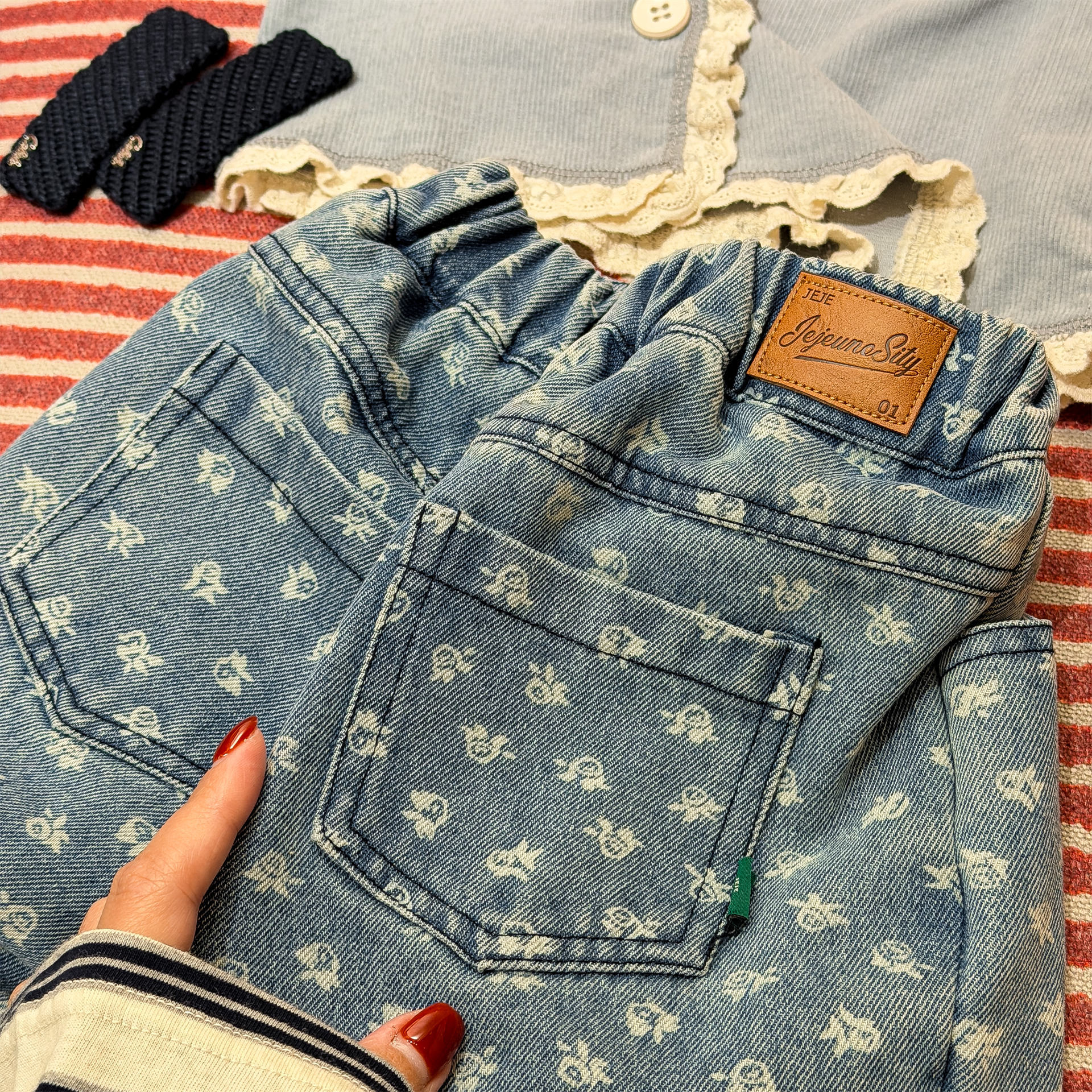 Baby & Kids Denim Flower Pants