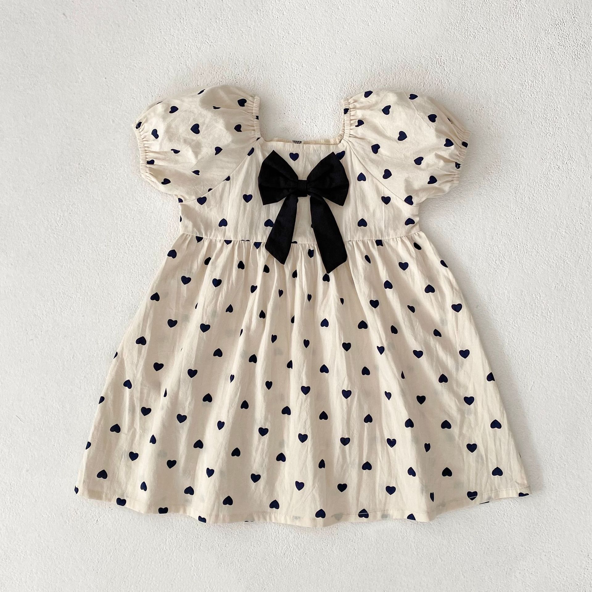 Baby Toddler Girl Beige Bow Love Dress