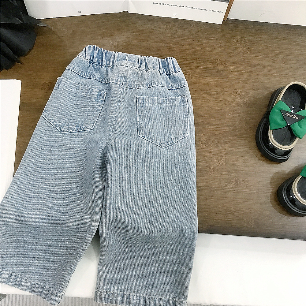 Toddler Kid Girl Denim Blue Flower Bow/Bunny Pants