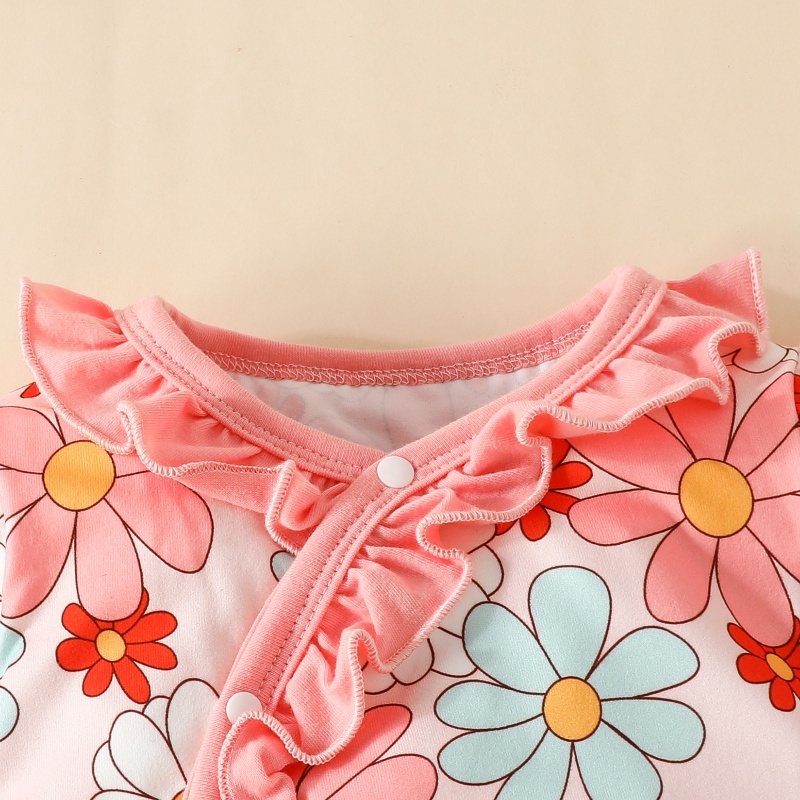 3- Piece Baby Newborn Flower Print Romper Set