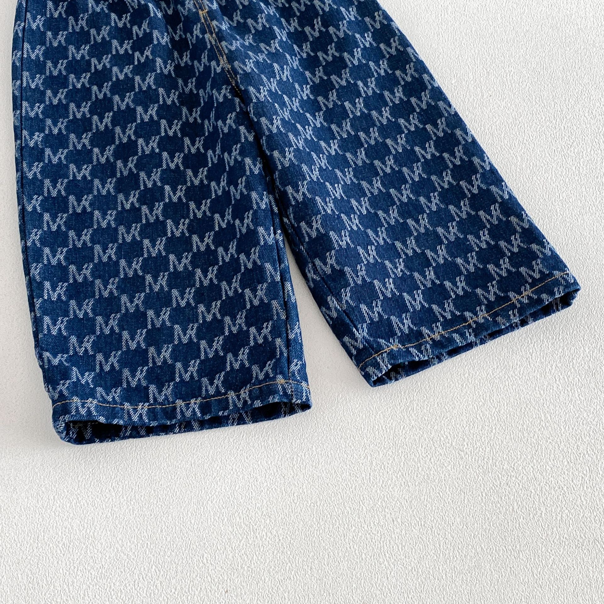 Kids Striped Letters Denim Pants