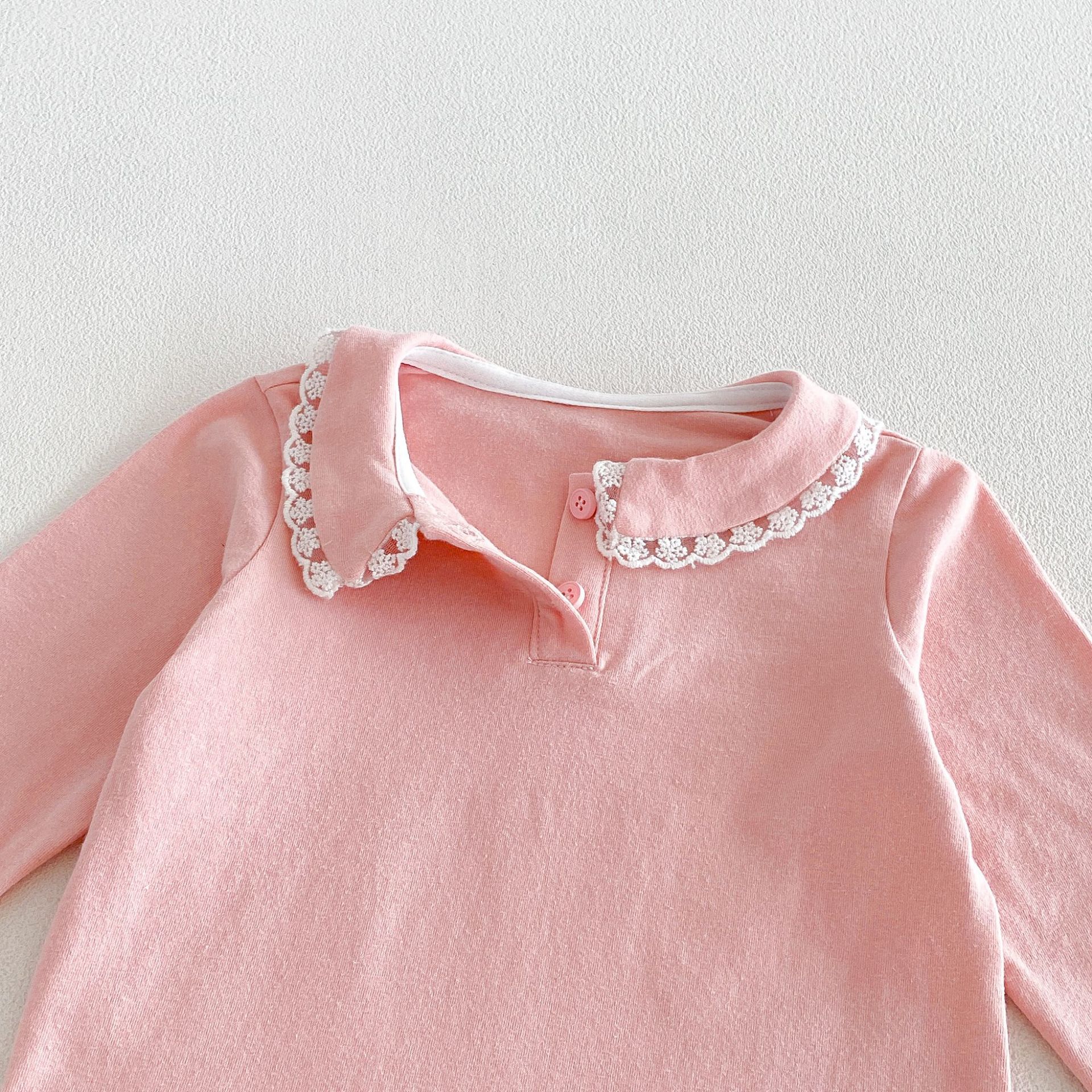 Kids Lace Lapel Polka Dots T-shirt