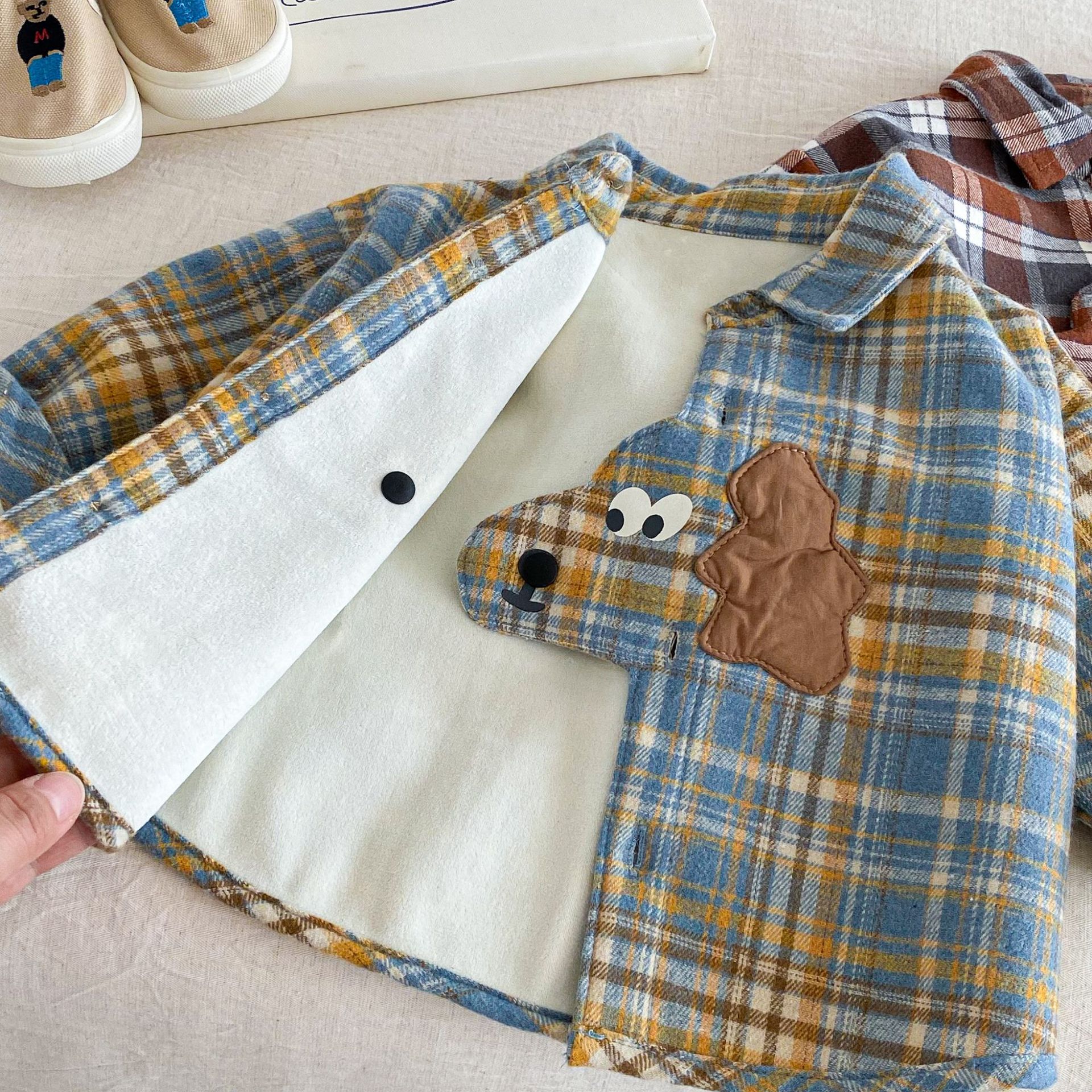 Baby & Kid Checkered Dog Fleece Outerwear