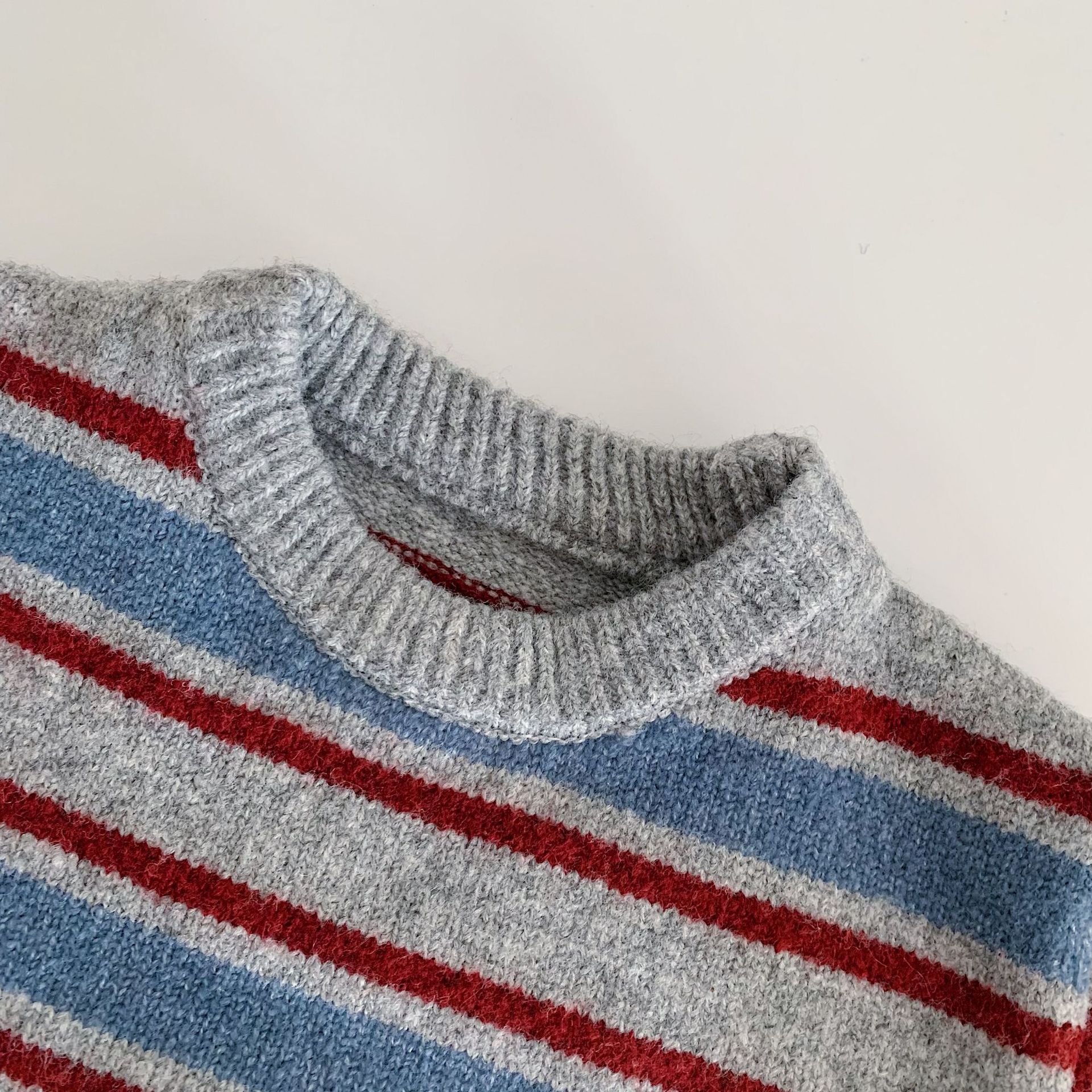 Kids Contrasting Colors Stripe Knit Sweater