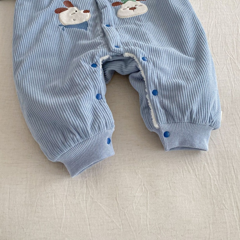 Baby Dog Print Fleece-Lined Romper