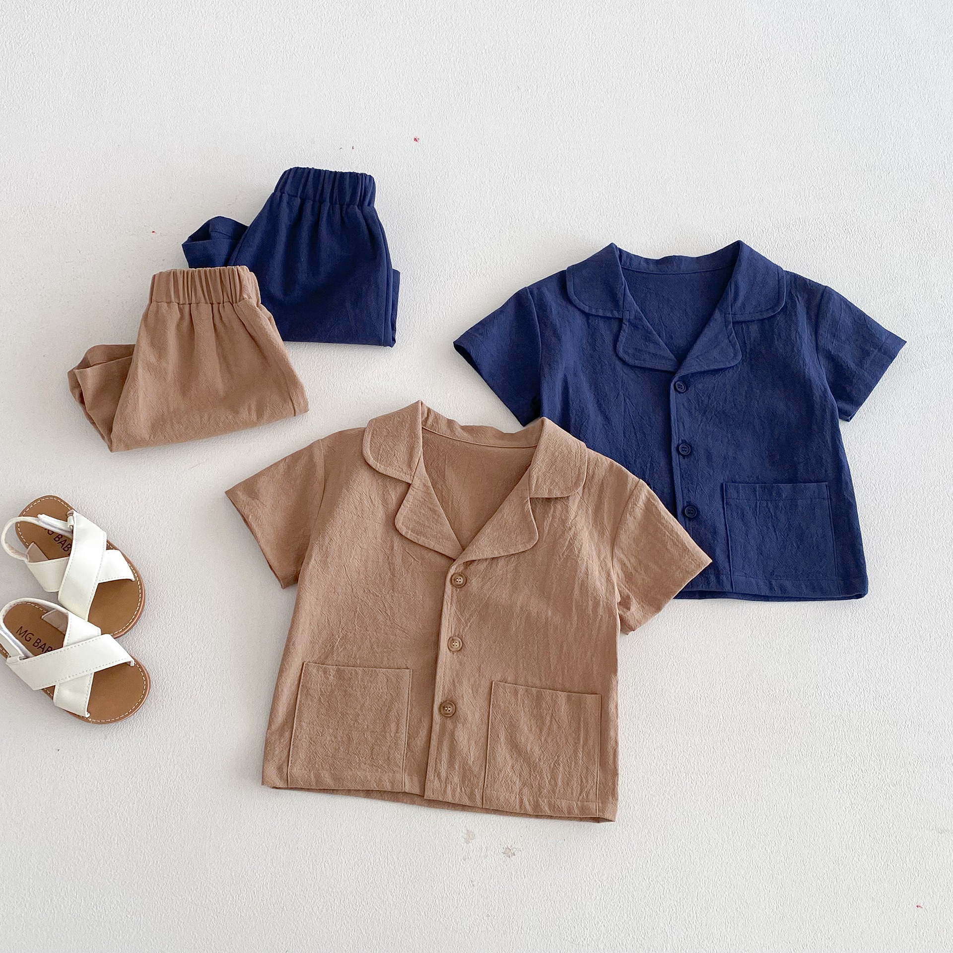 Baby & Kids Solid Color Pocket Tee and Shorts Set