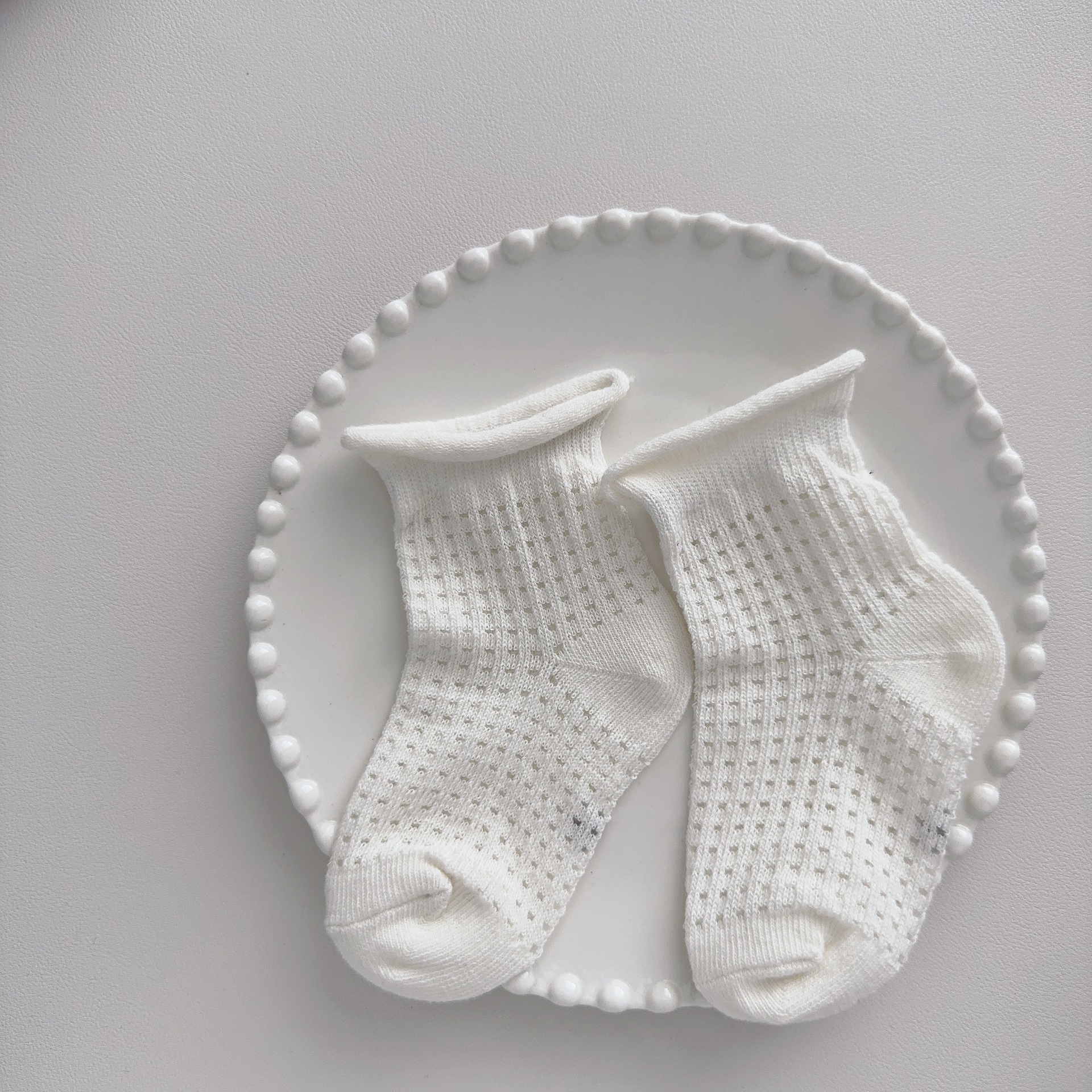 Baby& Kid Mesh Rolled-up Solid Color Socks