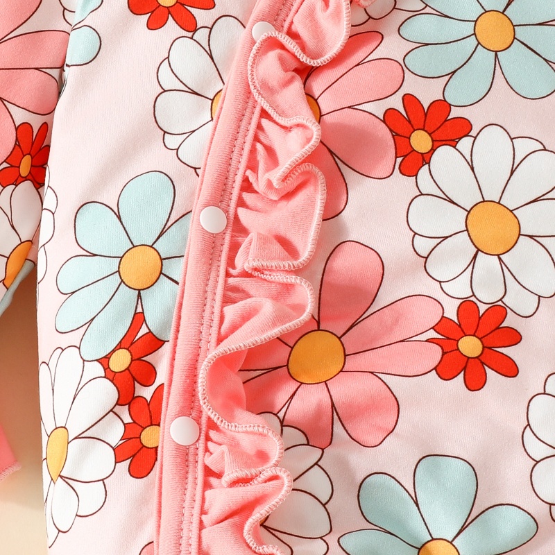3- Piece Baby Newborn Flower Print Romper Set