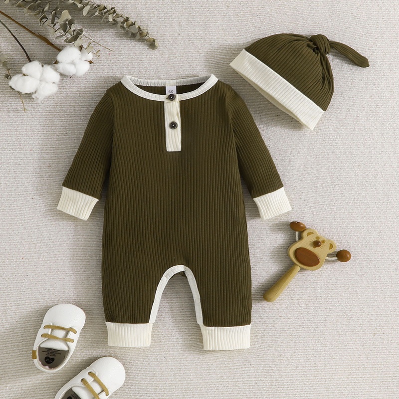2-Piece Baby Newborn Multi-Color Romper (hat included)