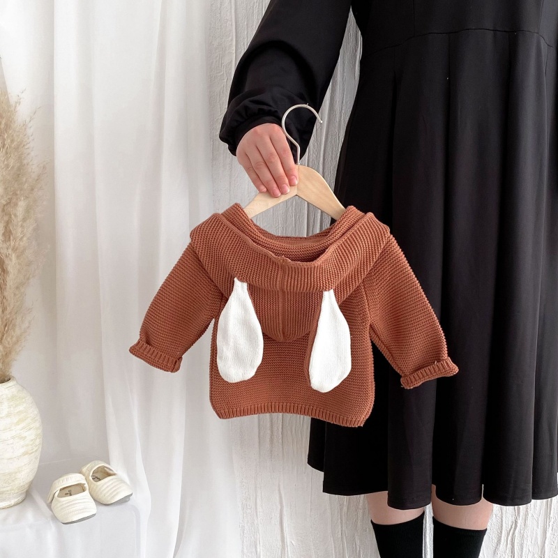 Baby Toddler Rabbit Ear Hooded Knitted Top
