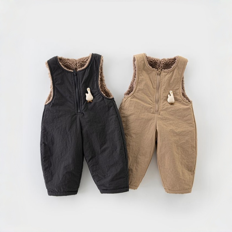 Baby & Toddler 3D Goose-Print Fleece Overalls