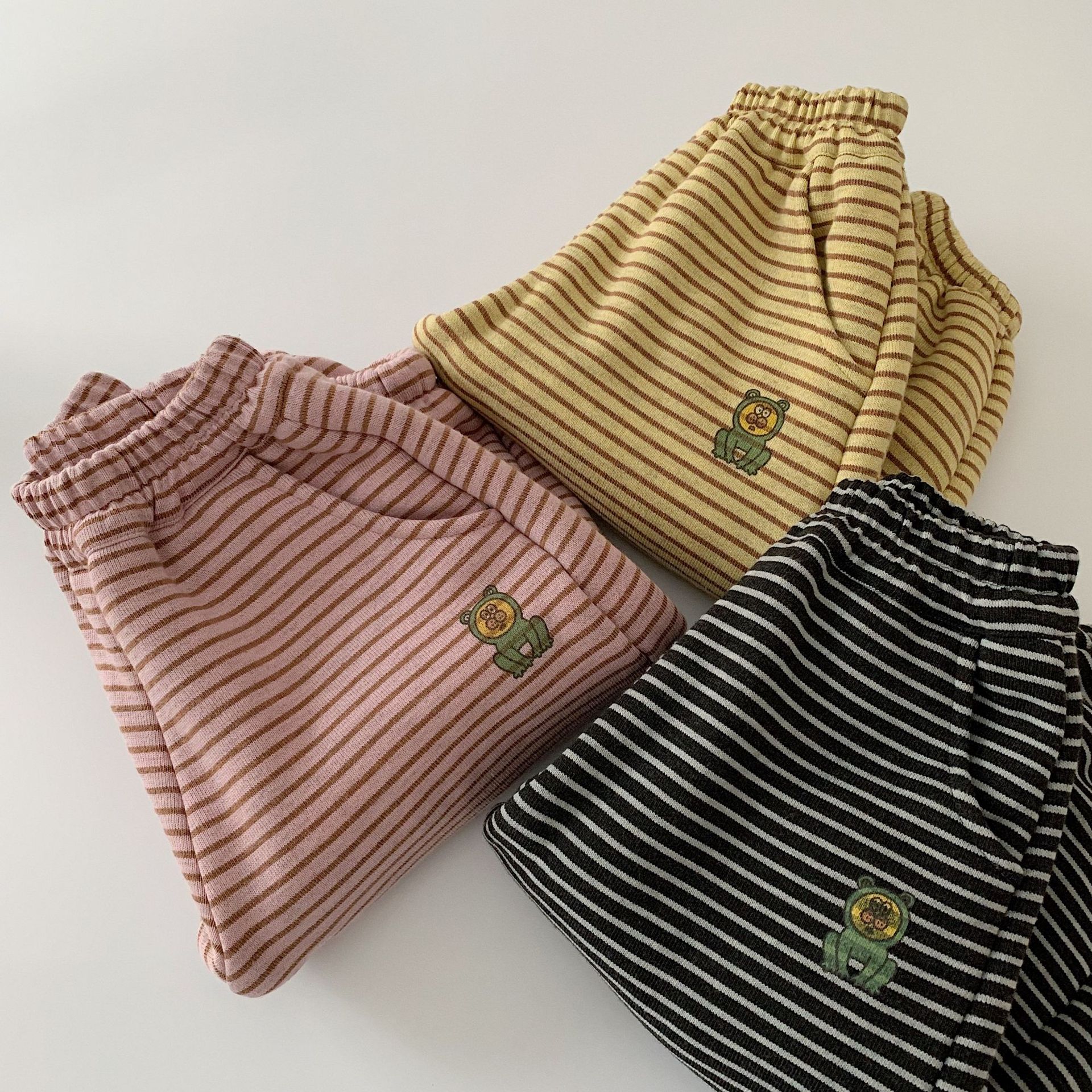 Kid Boy Bear Stripe Casual Pants