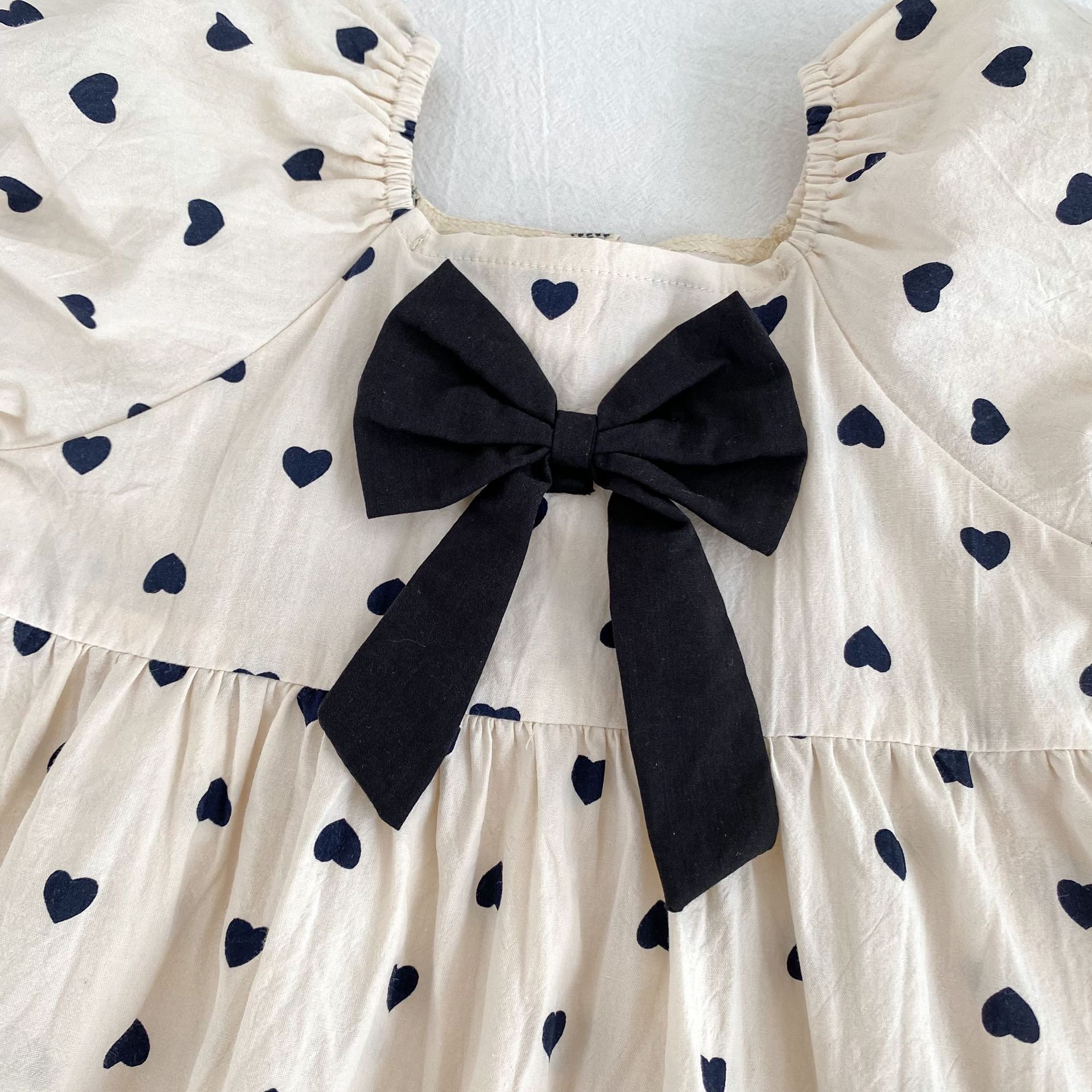 Baby Toddler Girl Beige Bow Love Dress