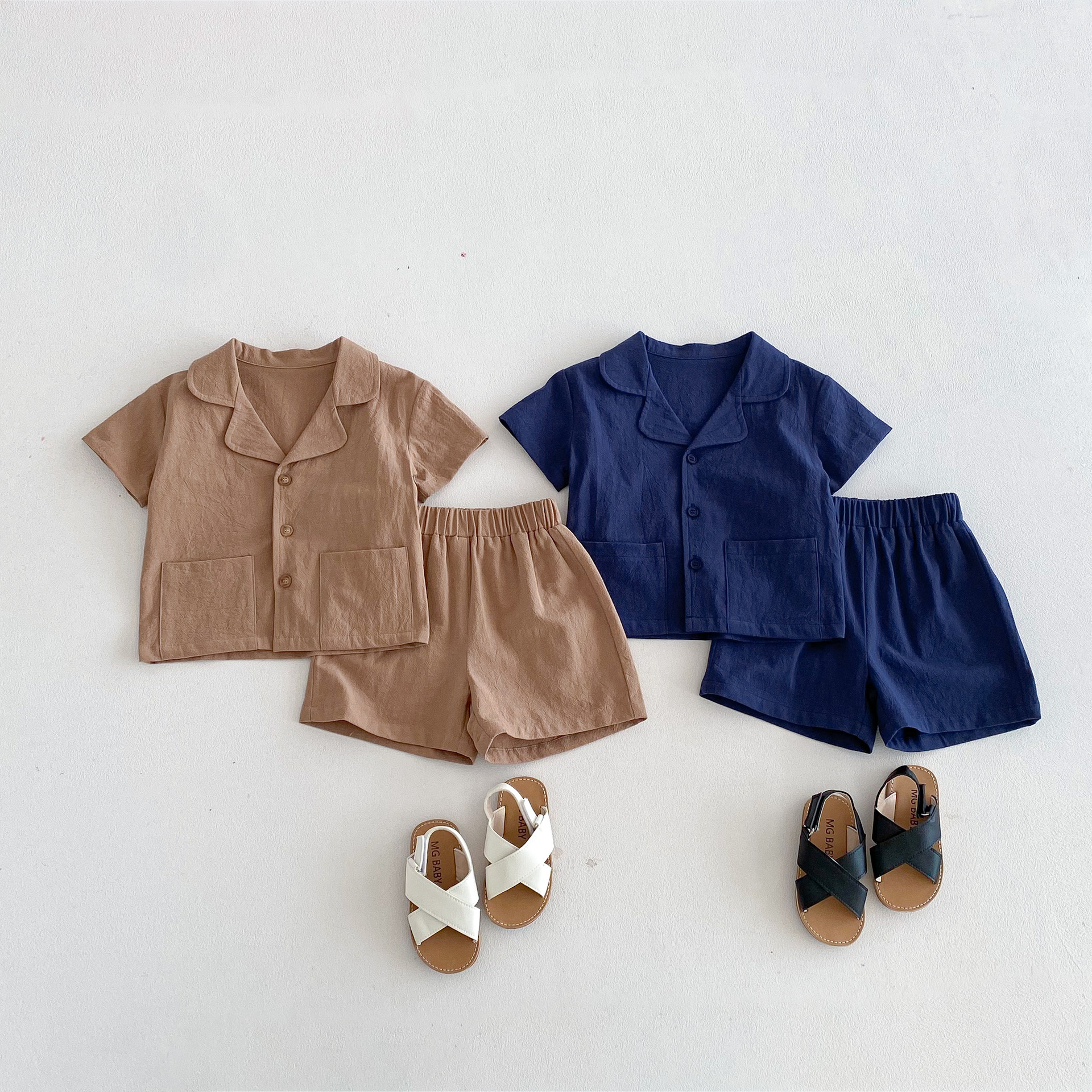 Baby & Kids Solid Color Pocket Tee and Shorts Set