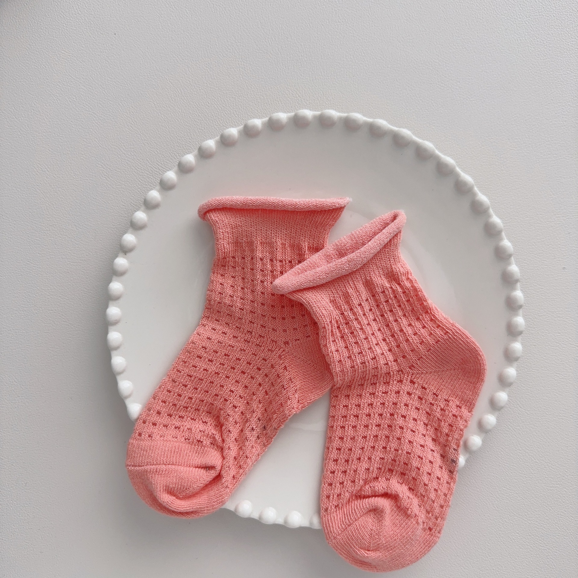 Baby& Kid Mesh Rolled-up Solid Color Socks