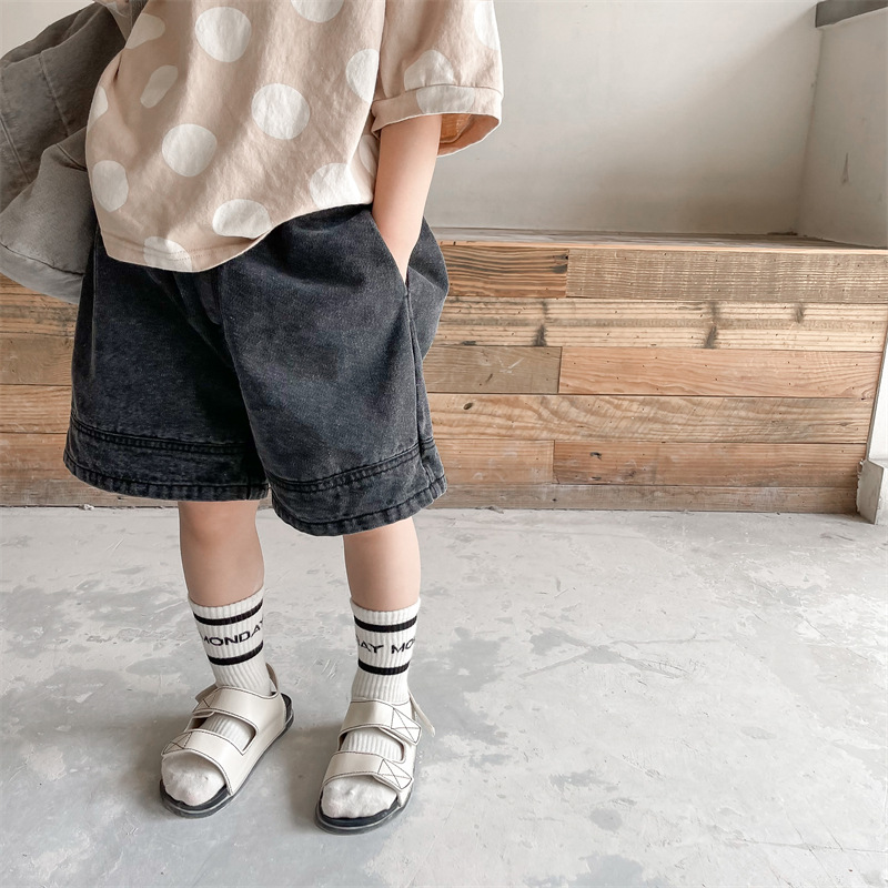 Kids Solid Color Short Jeans
