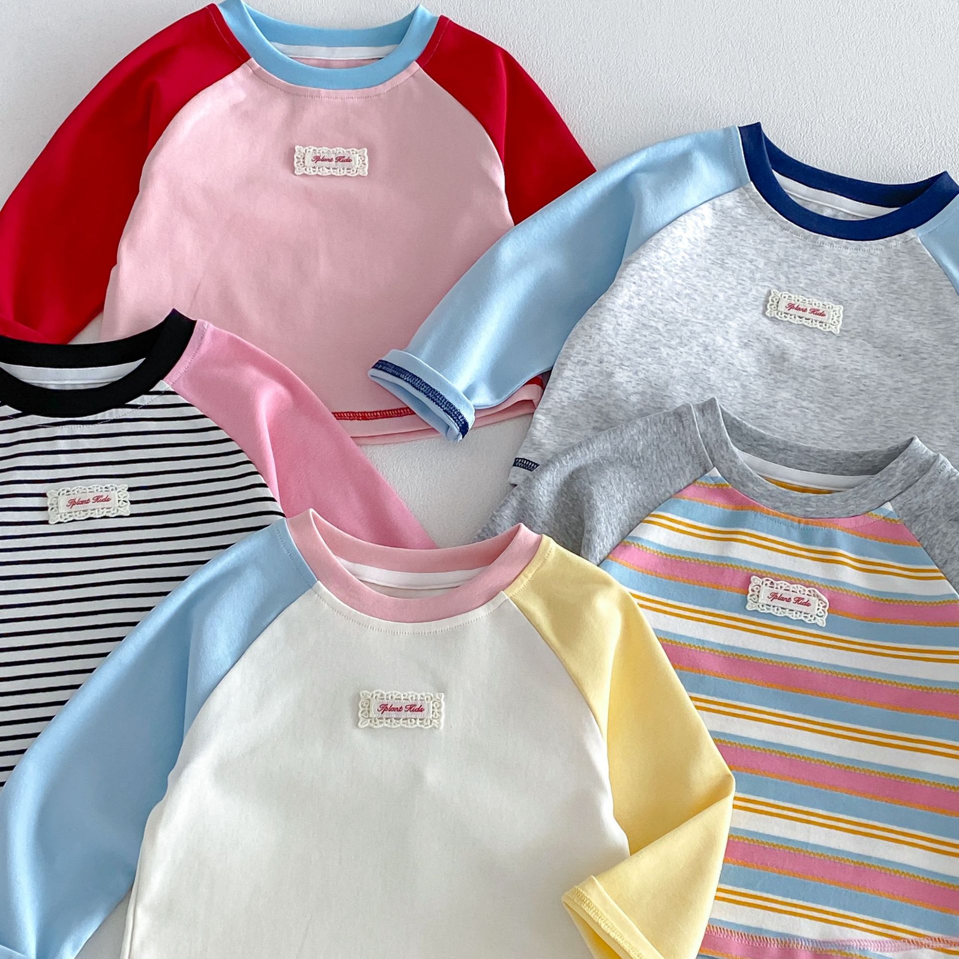 Kids Raglan Color Blocking Stripe T-shirt