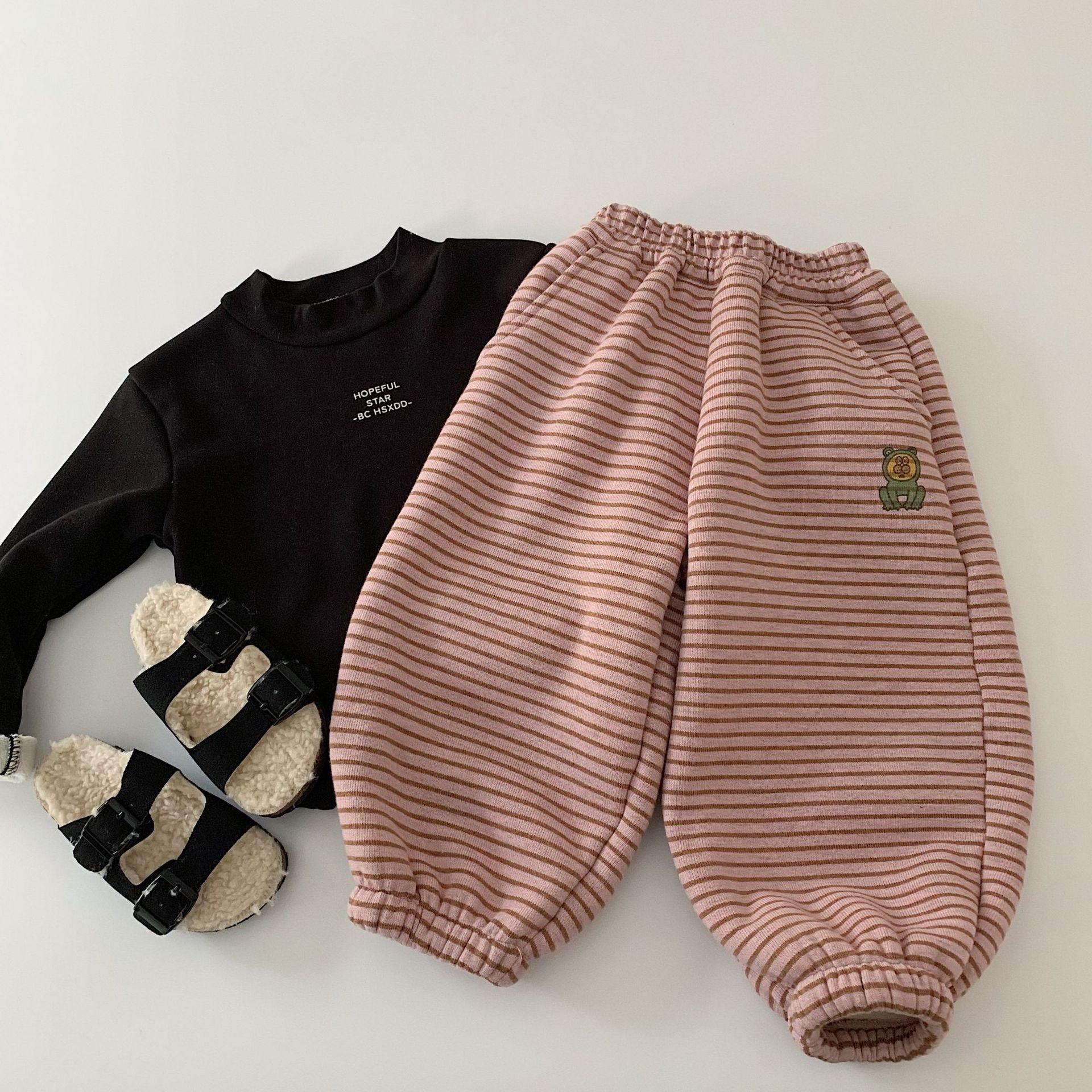 Kid Boy Bear Stripe Casual Pants