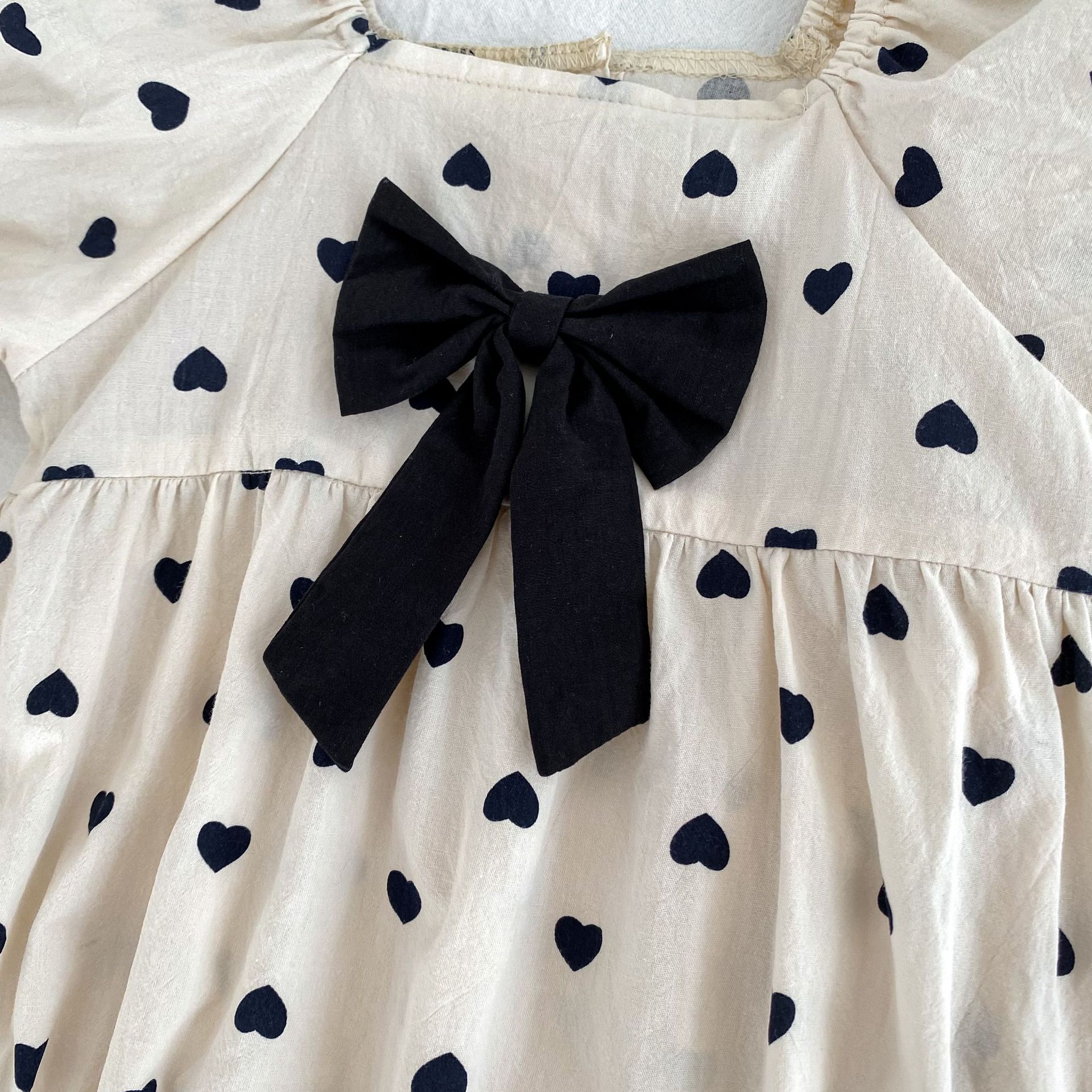 Baby Toddler Girl Beige Bow Love Dress