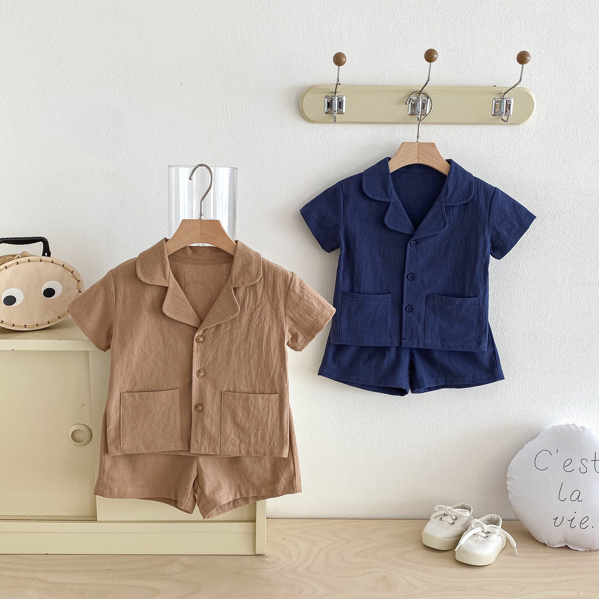 Baby & Kids Solid Color Pocket Tee and Shorts Set