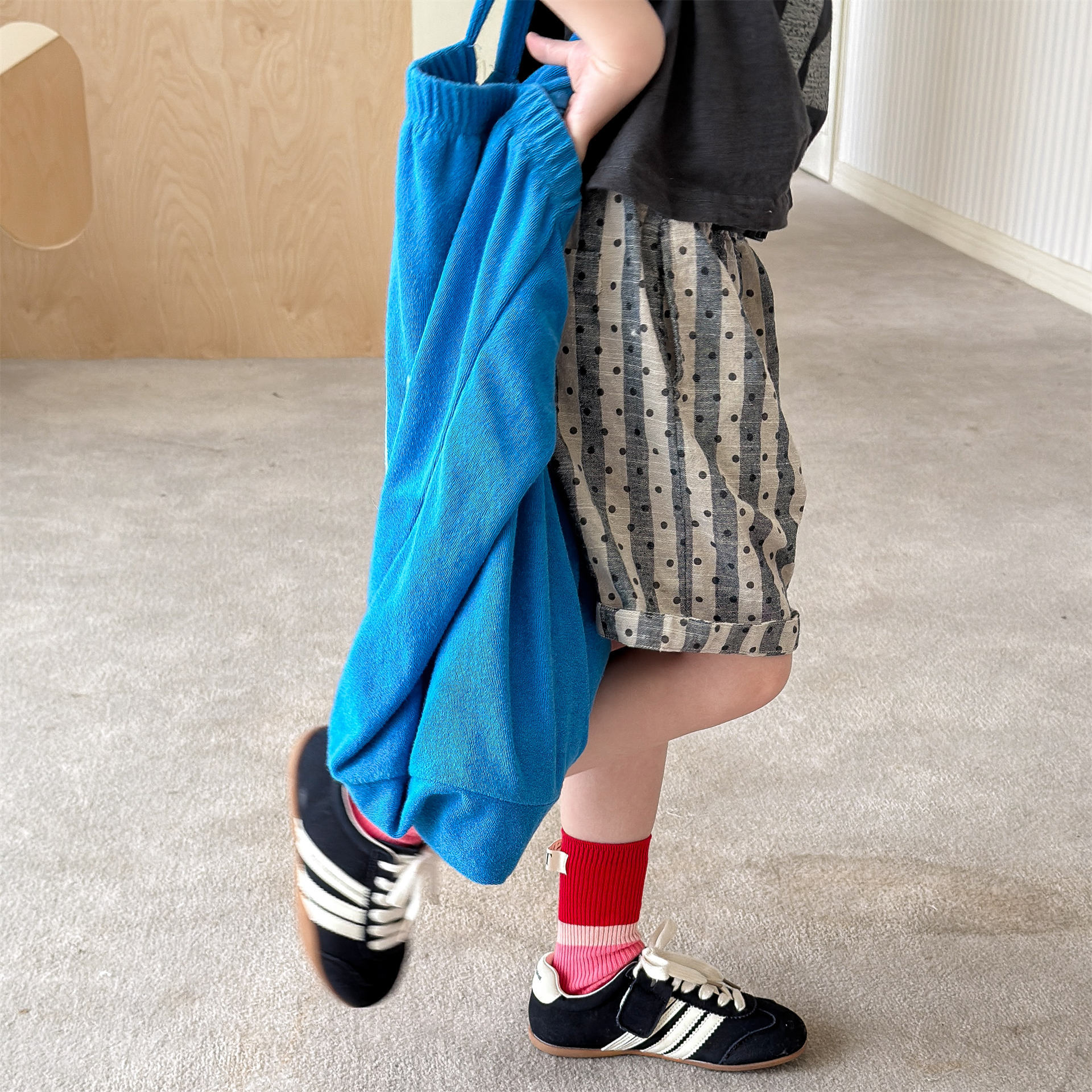 Kids Dots Stripe Cotton-Linen Shorts (12M-9Y）