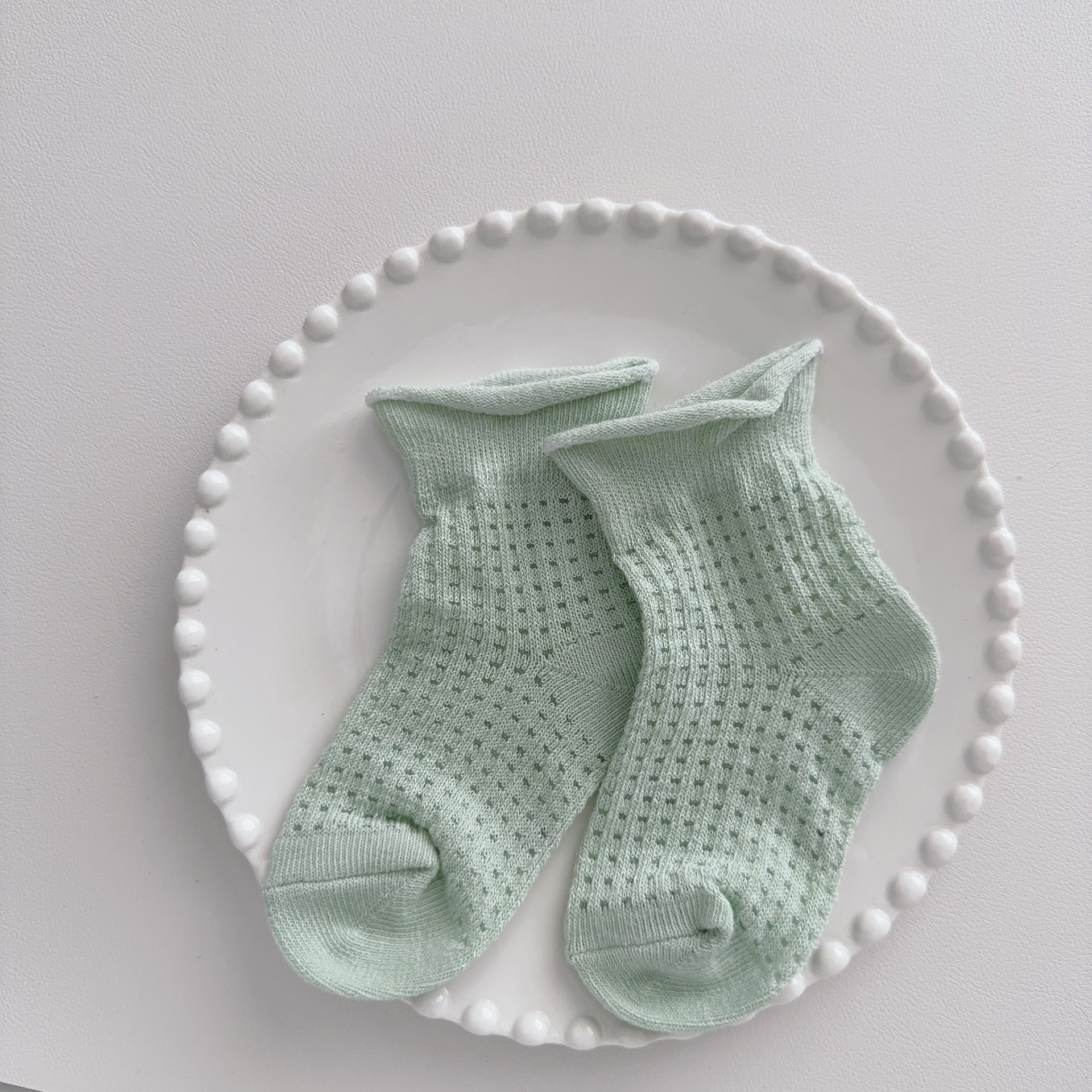 Baby& Kid Mesh Rolled-up Solid Color Socks