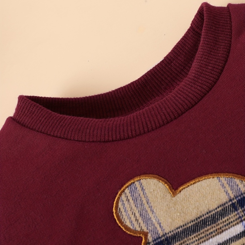 2-Piece Plaid Bear Baby Newborn Sweatshirt Set