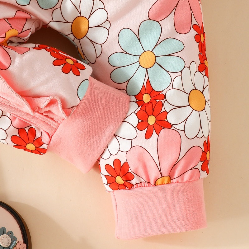 3- Piece Baby Newborn Flower Print Romper Set