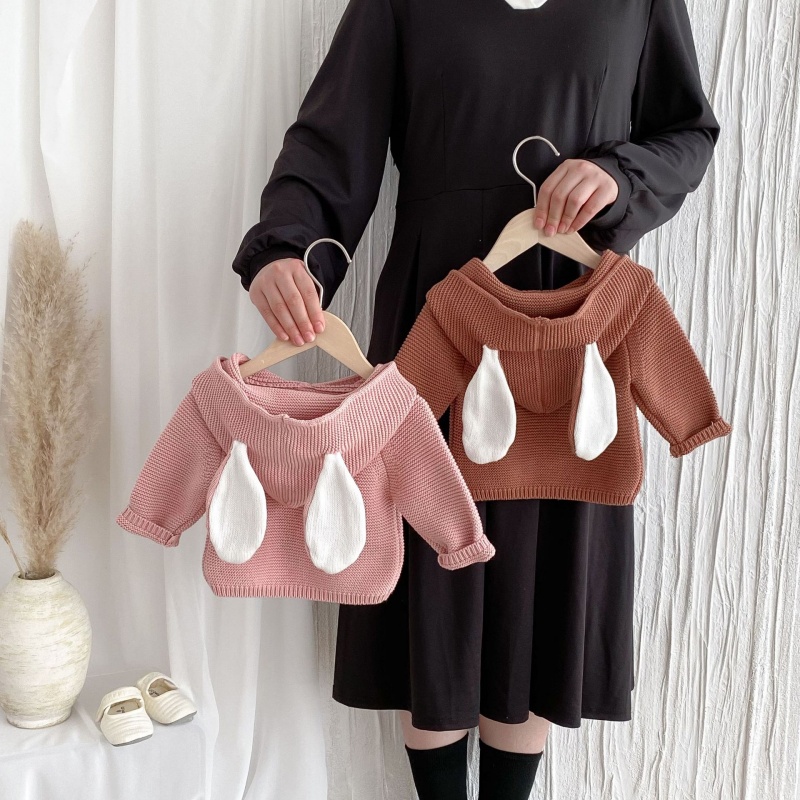 Baby Toddler Rabbit Ear Hooded Knitted Top
