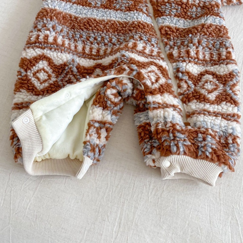 Baby Fleece Print Romper Set (Includes Hat)