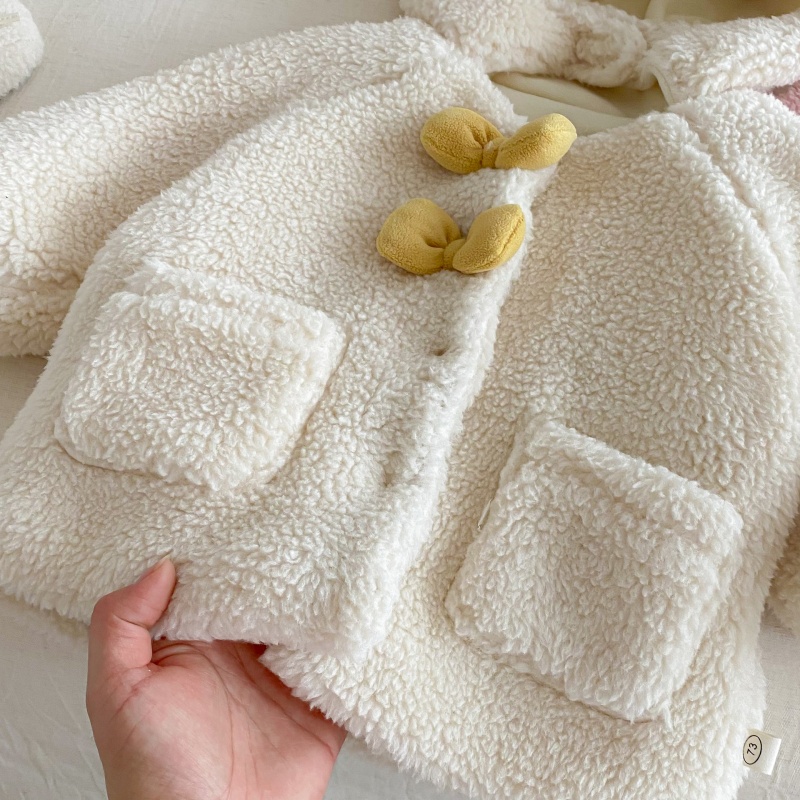 Baby & Kids' Girls' Bow-Tie Lambswool Outerwear