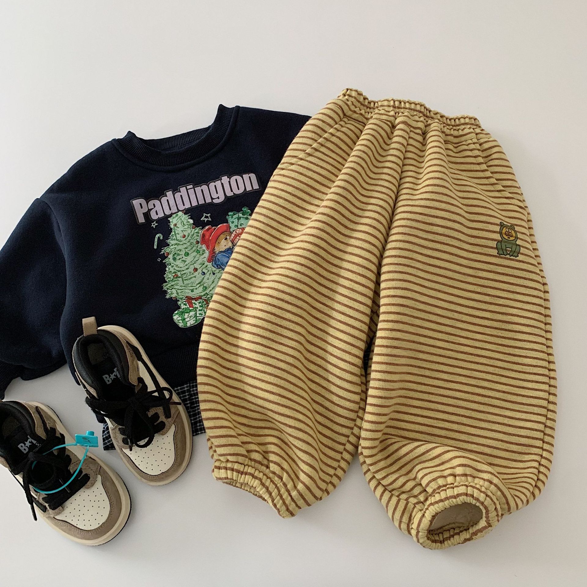 Kid Boy Bear Stripe Casual Pants