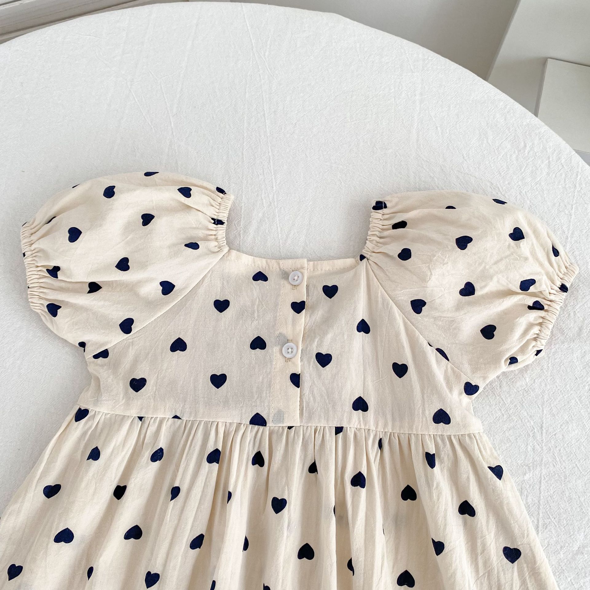 Baby Toddler Girl Beige Bow Love Dress