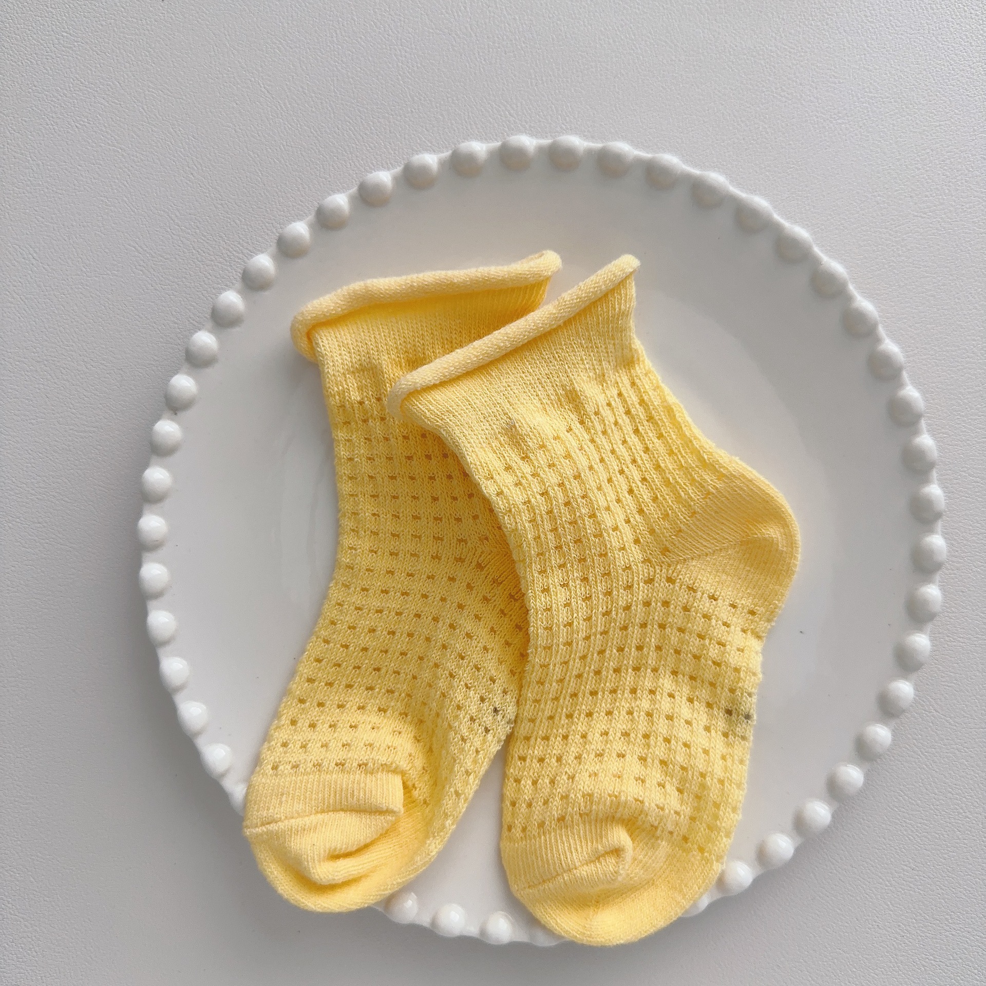 Baby& Kid Mesh Rolled-up Solid Color Socks