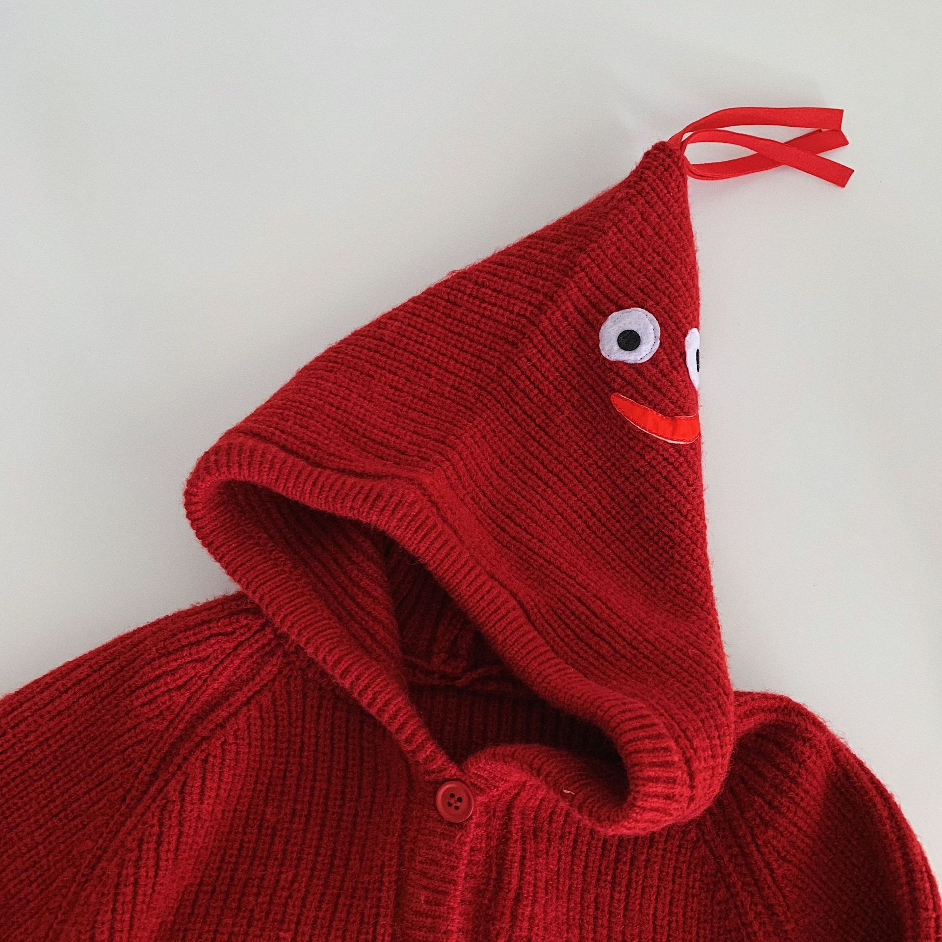 Kids Smiley Face Hooded Knitting Sweater
