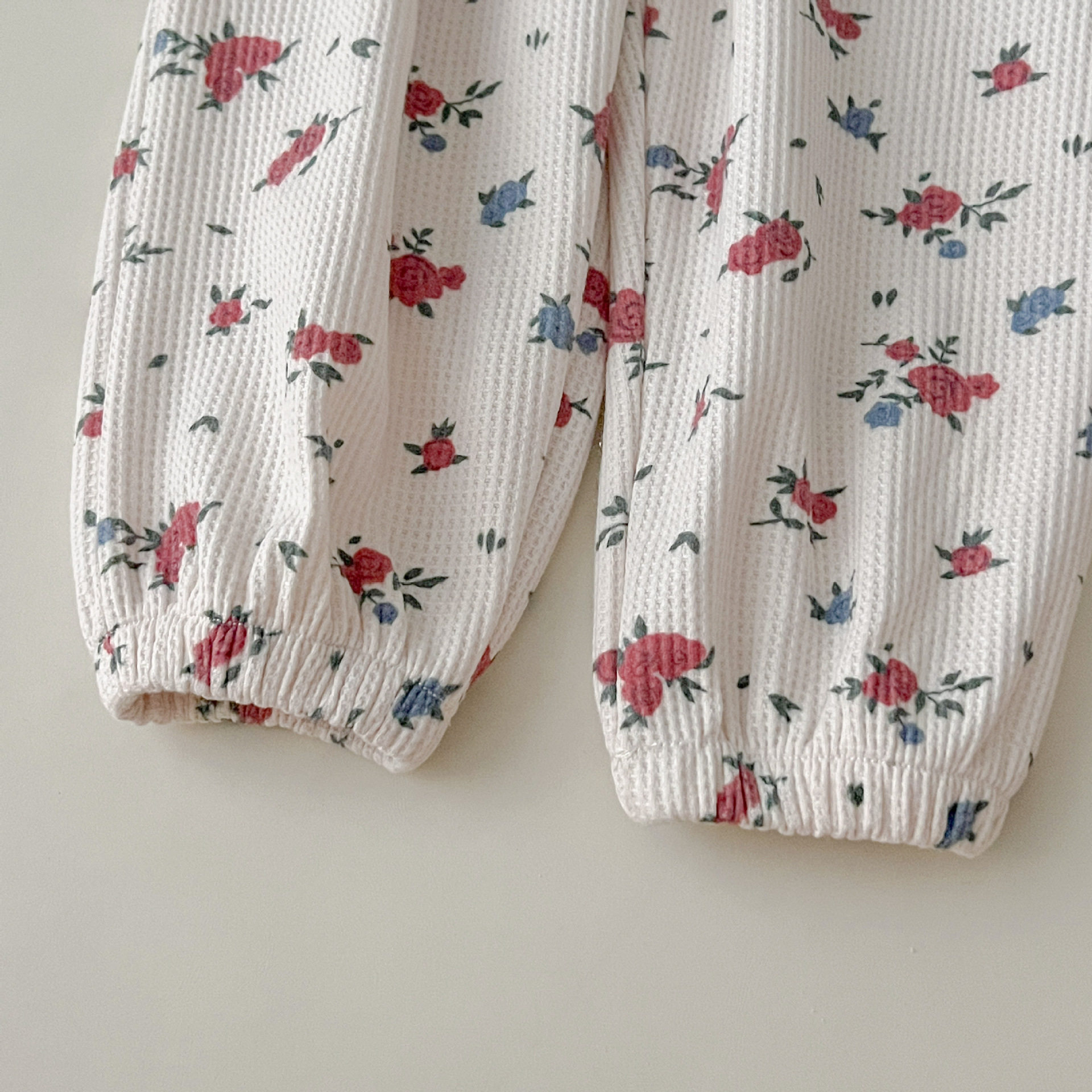 2 Piece Floral Waffle Hooded  Sweatshirt Set